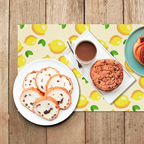 Sets de table citron anti-glisse lavables pour table propre