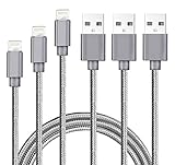 Lightning Cable iPhone Charger 3Pack 3FT / 6FT / 10FT (1M / 2M / 3M) Nylon Braided Charging Cable USB Charger Cable for Apple iPhone X/8/7/7 Plus/6s plus/6s/6/6 plus, iPad/iPod (Sliver Gray)