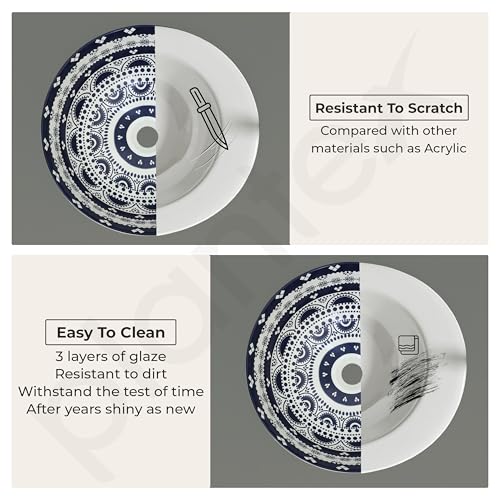 Image of Plantex Designer Ceramic Basin /Table Top Wash Basin for Bathroom /Round Countertop Vessel Sink Basin for Home /Restaurant (White Art, 16 x 16 x 6 Inch)