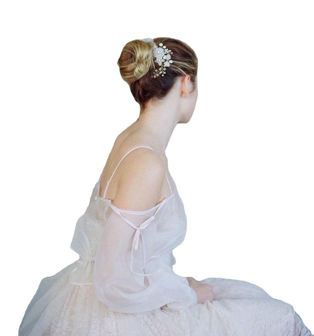 Braut-Blumen-Haarkamm, Braut-Blumen-Haarkamm (Silber), Strass-Perlen-Seitenkamm-Haar-Accessoires oder Abschlussball-Haarteil-Accessoires für Frauen und Mädchen