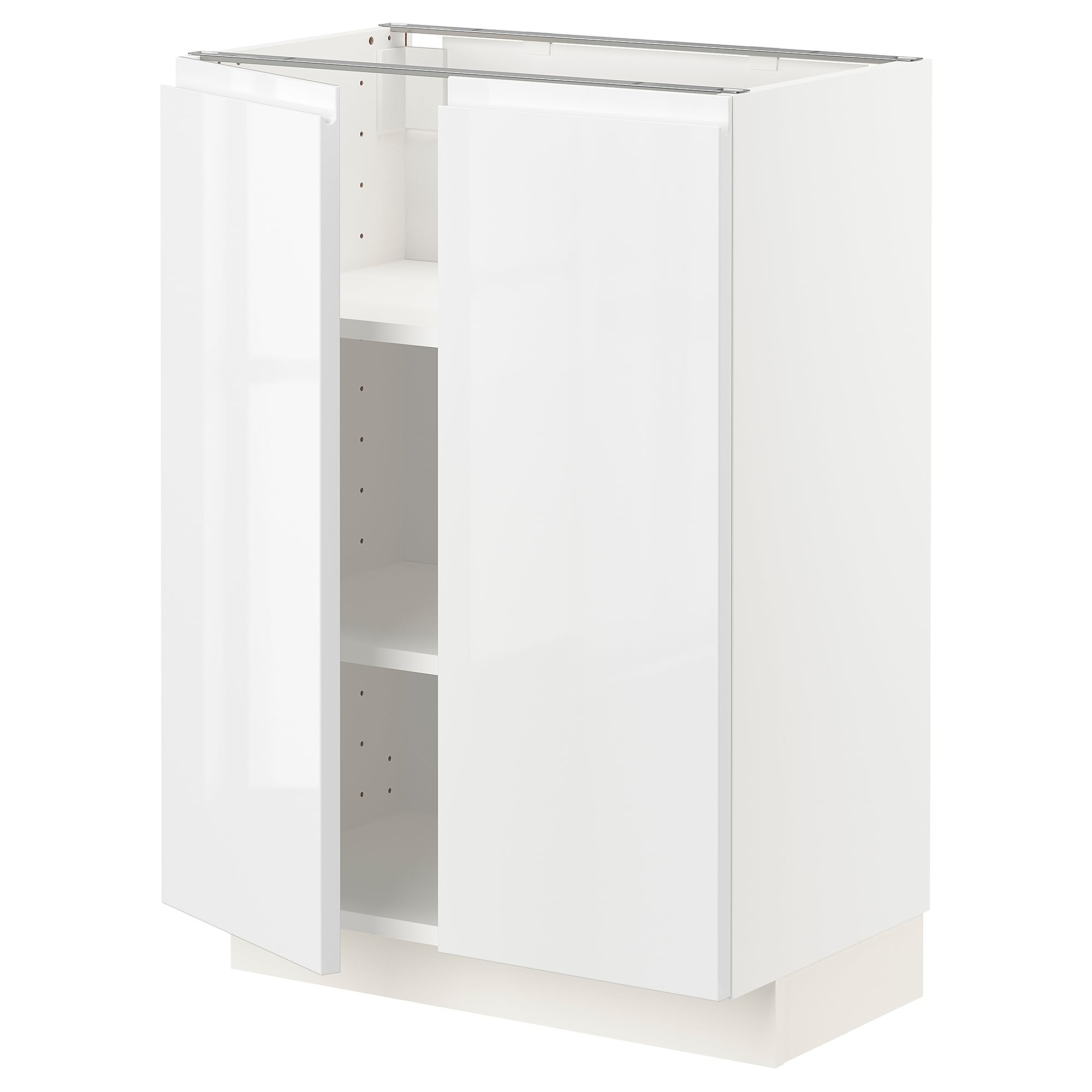 Meuble bas METOD blanc avec étagères et portes Voxtorp brillant 60x37 cm