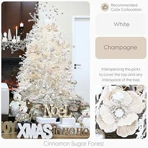 Sea Team 12-Pack Artificial Christmas Flower Ornaments, Flocked Fabric Magnolia with Glitter, Floral Decorations for Christmas Tree, Wreath, Garland, 6.3-Inch, Champagne Sea Team 12 Pack Artificial Christmas Flower Ornaments Flocked Fabric Magnolia with Glitter Floral Decorations for Christmas Tree Wreath Garland 63 Inch Champagne