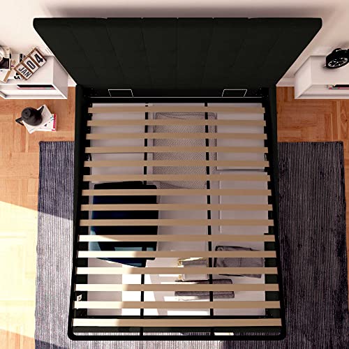 Baldiflex Einzelbett mit Aufbewahrungsbox Dublin aus Kunstleder, Lattenrost für Einzelbetten 160 x 200 cm, elegantes Kopfteil, Schwarz – Bild 4