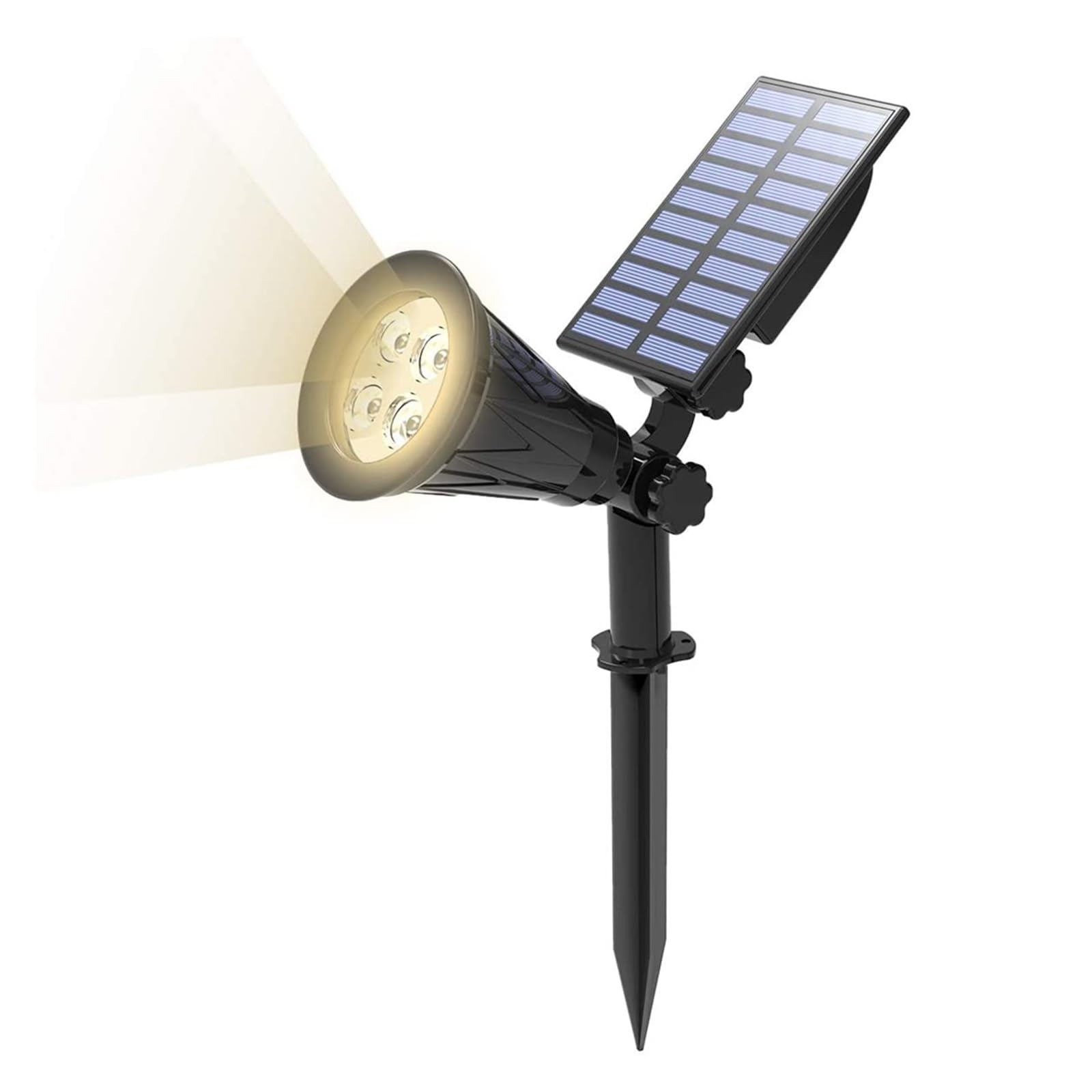 DELURA Focos solares LED Lámpara LED 4/7 Con Energía Solar Foco Solar Ajustable En El Suelo IP65 Luz De Pared De Paisaje Impermeable Iluminación Exterior El ahorro de energía (Color : Warm White)