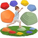 Balanciersteine für Kinder - fördert Gleichgewicht, Balance & Koordination - 6er Set für Indoor & Outdoor - tolles Bewegungsspiel & Motorikspielzeug - Stapelsteine - Flusssteine - Stepping Stones