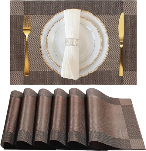 Accesorios De Mesa, Kitchen Manteles individuales, 6 Piezas manteles de Mesa Individuales antideslizantes resistentes al calor lavables tapetes PVC ecológicos para el hogar, restaurante,...