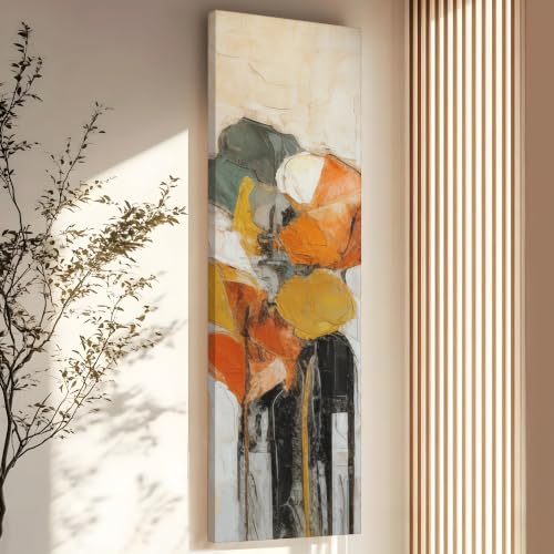 Image of Large Stretched Canvas Painting, Panel Wall Painting Colorful Abstract Luxury Paintings for Home Decoration, Living room, Bedroom and Office Decor (Orange, 12x46 Inch)