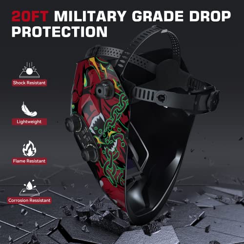 Image of ARCCAPTAIN 3.94 inchX3.66 inch Large Viewing Screen Welding Helmet True Color Auto Darkening Solar Powered 4 Arc Sensor Welding Hood, Wide Shade 4-5 /5-9 /9-13 for ARC TIG MIG Welding Mask(Wolf Design)