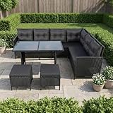salon jardin home ✅ FACILE À NETTOYER & DURABLE : Le polyrattan robuste résiste aux UV et aux intempéries et se nettoie facilement. Les housses de coussins amovibles simplifient encore l’entretien.