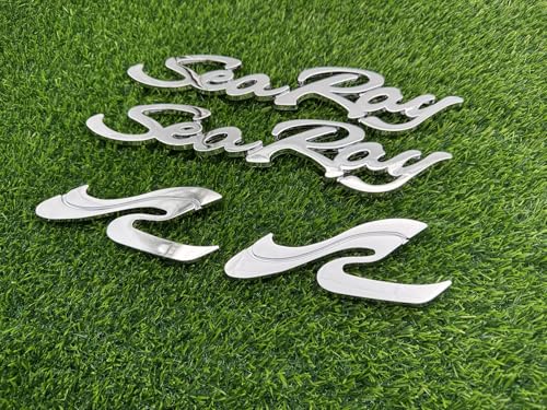 Image of 4pcs Sea Ray Searay SR Wave Script etters Boat Nameplate Emblems 3D Badge Sticker (Chrome)