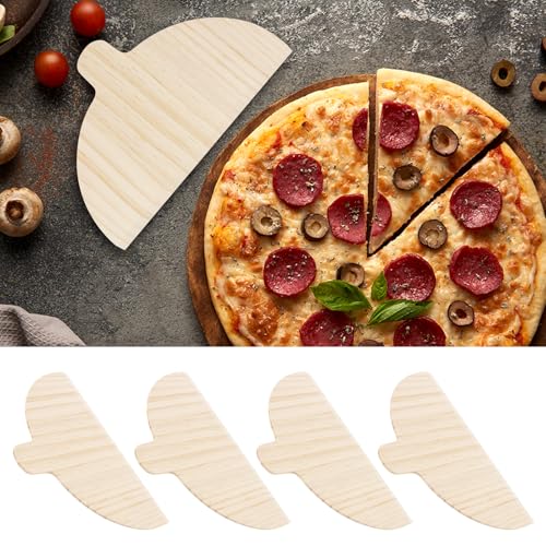 4 Pcs Wooden Pizza Peel with Handle, Half Round Pizza Paddles, Wood Pizza Board, Pizza Spatula, Pizza Baking Accessories for Pizza Making