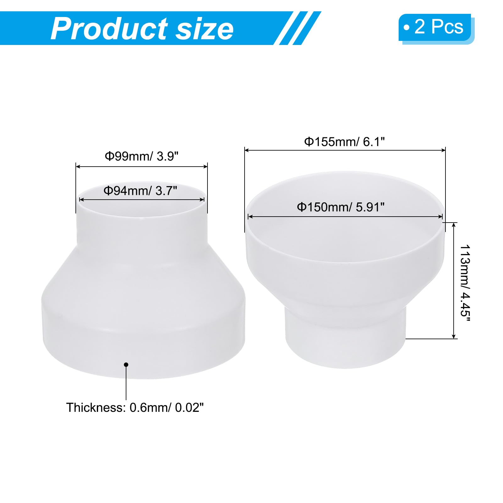 PATIKIL 6 Inch to 4 Inch Duct Reducer - Image 2