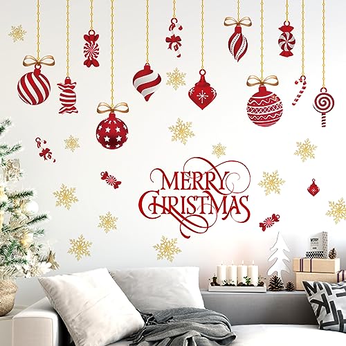 clothmile 2 Sheets Christmas Wall Decals Christmas Light Bulb Hanging Swirls Christmas Ball Foil Ceiling Decoration for Indoor Outdoor Christmas Party Xmas Accessorie (07)