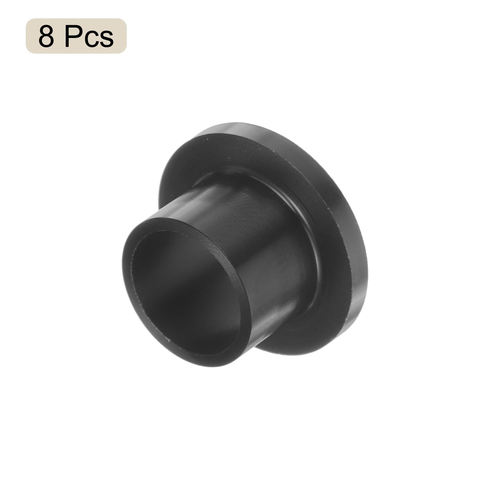 QUARKZMAN 8 stuks kunststof bussen met flenshulzen 10 mm binnendiameter x 12 mm OD x 10 mm lengte bussen van zwarte POM