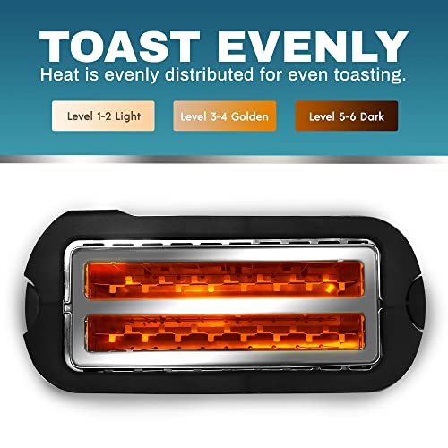 Elite Gourmet Ect-3100 Long Slot 4 Slice Toaster, Reheat, 6 Toast Settings, Defrost, Cancel Functions, Built-In Warming Rack, Extra Wide Slots For Bagels & Waffles, Stainless Steel & Black #TOP6