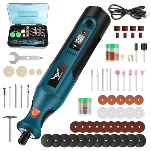 Cordless Rotary Tool 7.4V Rechargeable Rotary Multi Tool Kit 12 Speed 5000-25000RPM Power Rotrary Tool Kit 66 PCS Accessoires Set Mini Electric Grinder for DIY Crafts Grinding Polishing