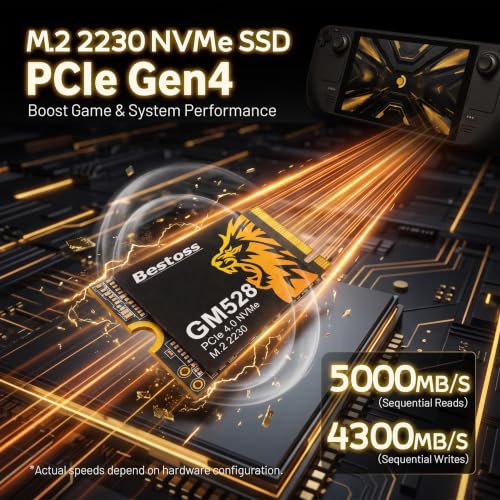 Image of Bestoss 2TB M.2 2230 SSD NVMe PCIe4.0 Internal Hard Drive, Up to 5000 MB /s | PCIe4.0 M.2 NVMe 2230 SSD,Internal SSD,3D NAND SLC Cache, Compatible with Steam Deck /ROG Ally /Microsoft Surface Pro /Mini PCs