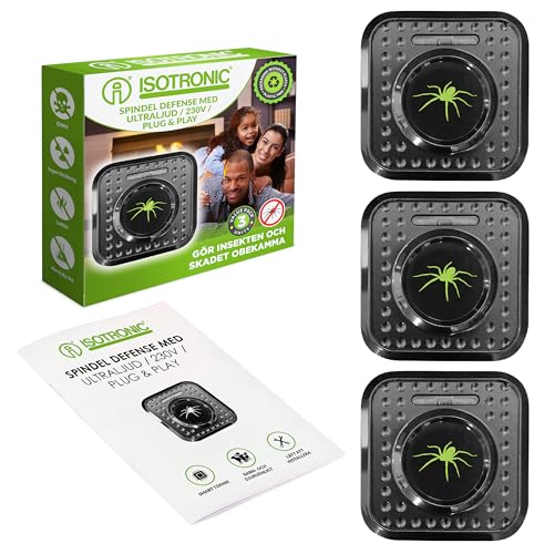 ISOTRONIC Spindelförsvar 230 V Ultraljudskontakt Spindelskydd 3-pack