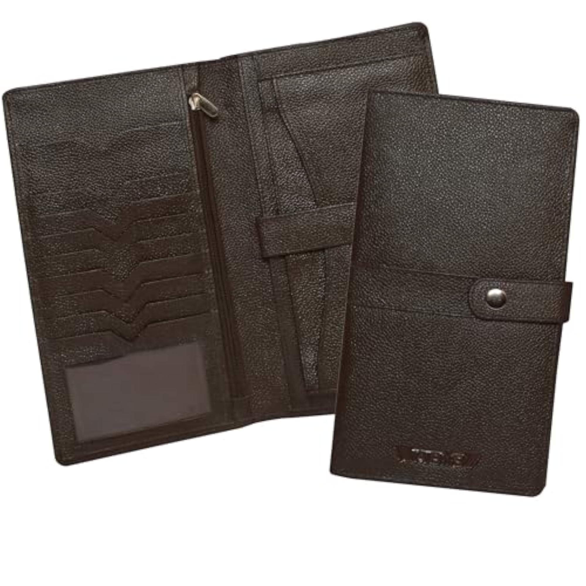 Men's Brown Leather Passport Holder Travel Wallet, Card Organizer