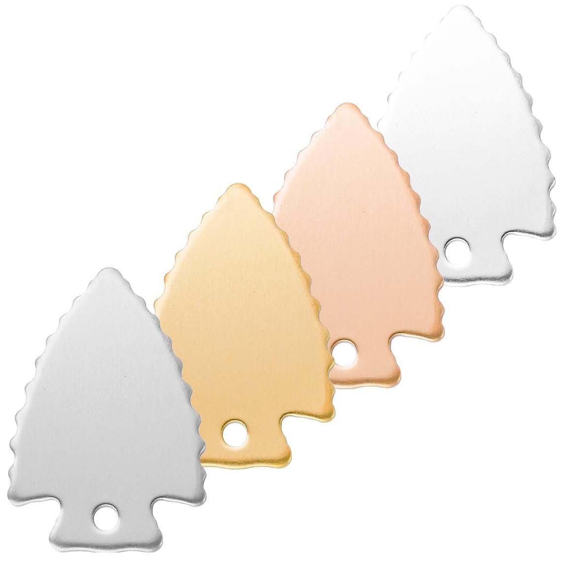 Generic Arrowhead Metal Stamping Blanks with Deburred Edges 14ga. for Metal Stamping and Engraving. Pack of 12 (Aluminum), Silver