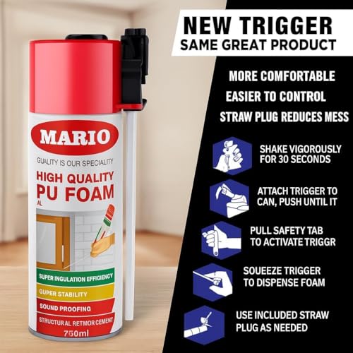 Image of PU Foam Spray 750ML for Gap Filling & Leak Repair | Expanding Foam Sealant Spray for Walls, Doors, Windows & AC Ducts | Waterproof Insulation Foam & Crack Filler for Home DIY (Pack of 2)