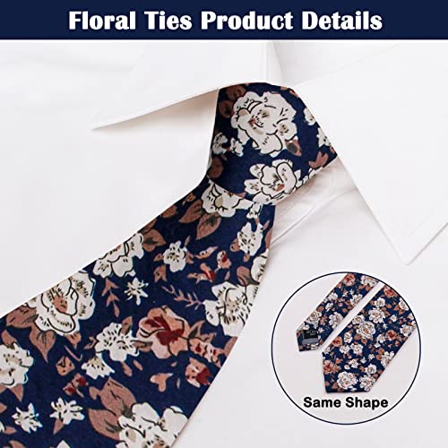 Image of Mantieqingway Men's Cotton Floral Neck Tie 2.56'' Printed Skinny Tie