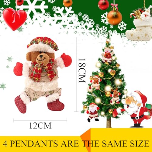 KASESSS 4 Pieces Christmas Tree Decorations, Santa Claus Reindeer Hanging Christmas Decorations - Image 2