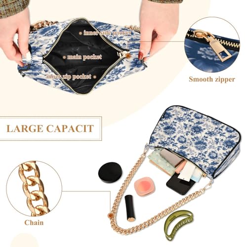Image of Shoulder Bags for Women Flower Floral Hobo Tote Handbag Small Clutch Purse with Zipper Closure