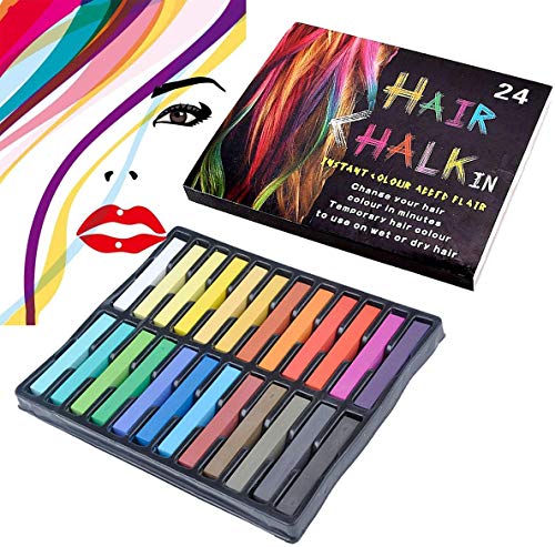 Temporary Hair Chalk - Washable Hair Color Safe for Kids And Teen - For Halloween Cosplay Party Girls Gift Kids Toy Birthday Christmas Gifts For Girls - 24 Bright Colors
