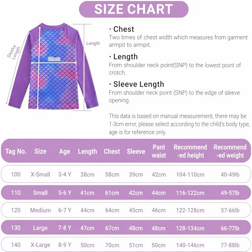 Image of JiAmy Girls Swimsuits Long Sleeve Bathing Suit Two Piece Rash Guard Set Beach Swimwear with UPF 50+ Sun Protection 3-9T
