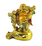 4' Laughing Buddha for Health and Wealth Happiness Good Luck on Money Bag Showpiece Home Decor Gift Statue- 1Pc