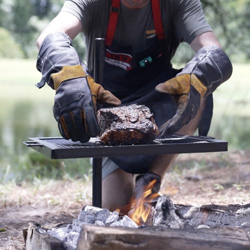 GameMaker Open Fire Cooking Grill – Portable Campfire Grill for Open Flame Cooking, Firepits, Outdoor Fire Rings & Camping – Heavy-Duty, Easy Setup & Adjustable Height