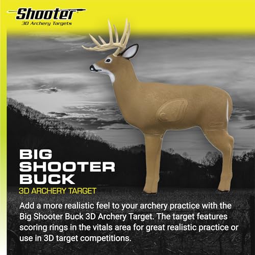 Image of SHOOTER Buck 3D Archery Target, Replaceable Insert for Long Life, Weather-Resistant Construction, High-Density Impact-Response Foam Withstands Field Points, Broadheads, and Expandables