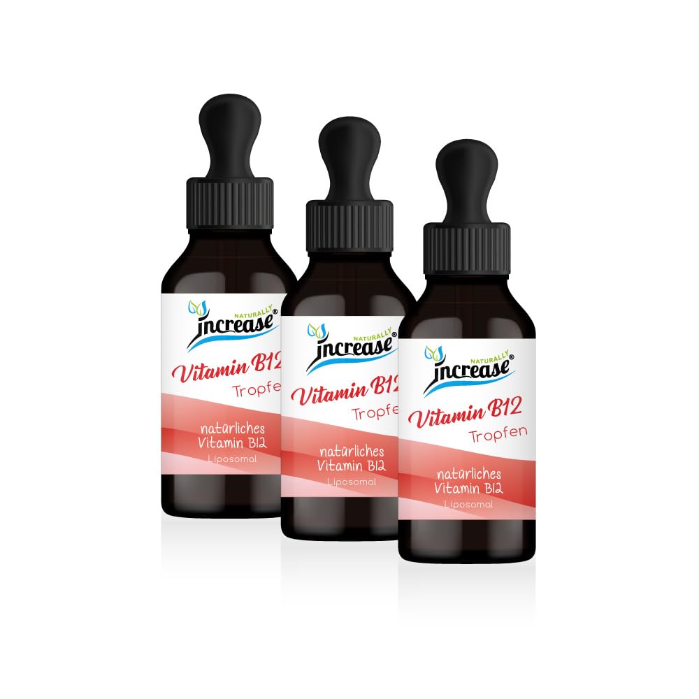Nimm 3, zahl 2 Aktion Liposomale Vitamin B12 Tropfen hochdosiert - 500µg pro Tagesdosis (450.000µg in 3 Flaschen) - MCT Öl C8 & C10