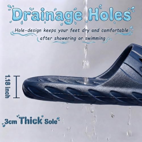 Image of Mens Shower Shoes | Bath Slippers with Holes | Quick Dry Non Slip Indoor Home Bedroom Pool Spa College Dorm Guest