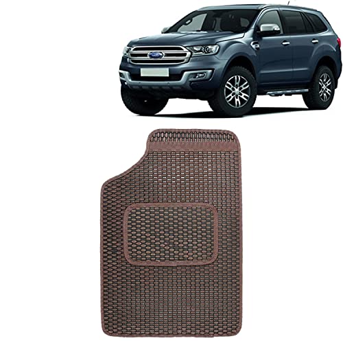 Image of Kingsway Dotted Design Car Floor Foot Mats Universal Fit for Ford Endeavour, Model Year : 2015-2018, Water and Dustproof, Color Brown, Set of 5 Pieces