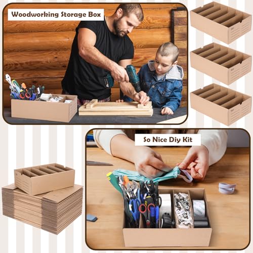 Image of Teenyyou 30 Sets Cardboard Parts Bins Boxes Kraft Cardboard Storage Bins with Dividers for Parts Shelves Stem Project Online Store Inventory Organized(Brown,12 x 8 x 4 Inches)