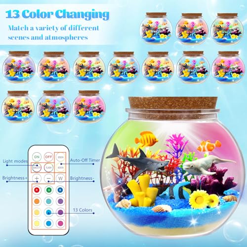 Ocean Light Up Terrarium Kit for Kids - LED Night Light Ocean Birthday Gifts for Girls & Boys Ages 4 5 6 7 8-12, Kids Arts & Crafts Kit, Easter Ideal Gifts by kiddgroo - Image 3