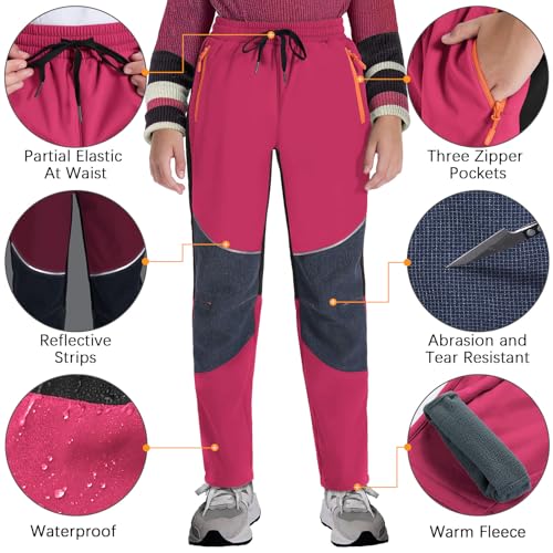 Kids Snow Ski Pants Hiking Boys Girls Outdoor Waterproof Windproof Fleece Warm Snowboard Pants2