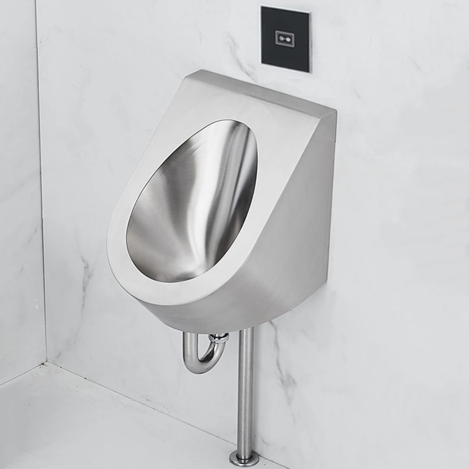 GTHTUHFD Urinal Troughs,Wall-Mount Urinal 304 Stainless Steel Urinal, Commercial Toilet Washout High-Efficiency Urinal, Male Sanitary Ware Public Toilet Urinal, Men‘S Adult U,Ground Drainage-Set 3
