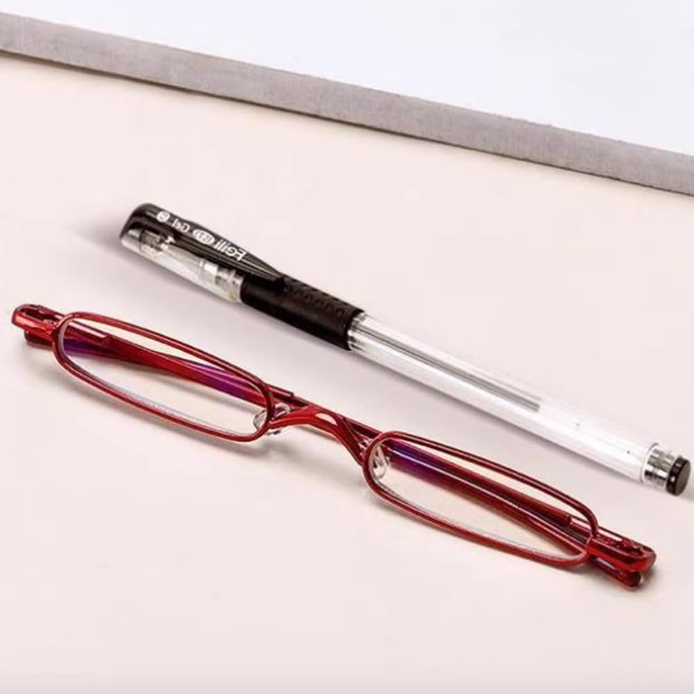 Gafas de Lectura Delgadas Mini compactos Gafas de Lectura con Estuche,portátiles Gafas de Lectura Gafas de computadora Moda rojo2.0(+3.0)