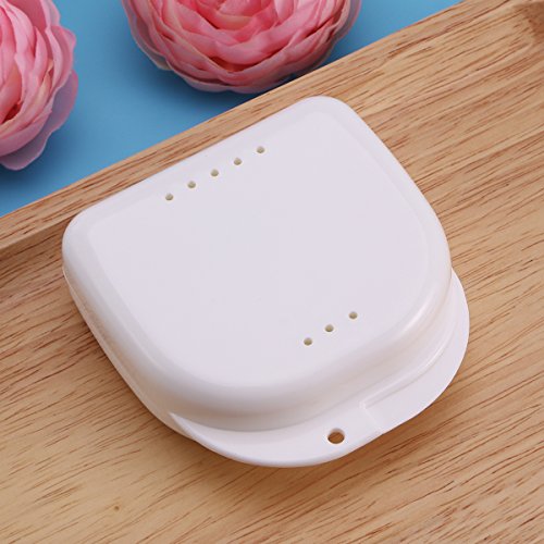 ULTNICE 2 X Zahnspangendose Mit BelüFtungslöChern Und Schnappverschluss, Prothesendose, Aufbewahrungsbox FüR Retainer, Prothese, Weiß, 8,5 X 8,2,8 Cm
