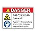 Danger Asphyxiation Sign (F1206-)|Weatherable Polyester 10" X 7" Self Adhesive Back|ANSI Signs|Sign for Manufacturing, Medical, Power Stations, Chemical Plant, Fuel Storage, Public Buildings