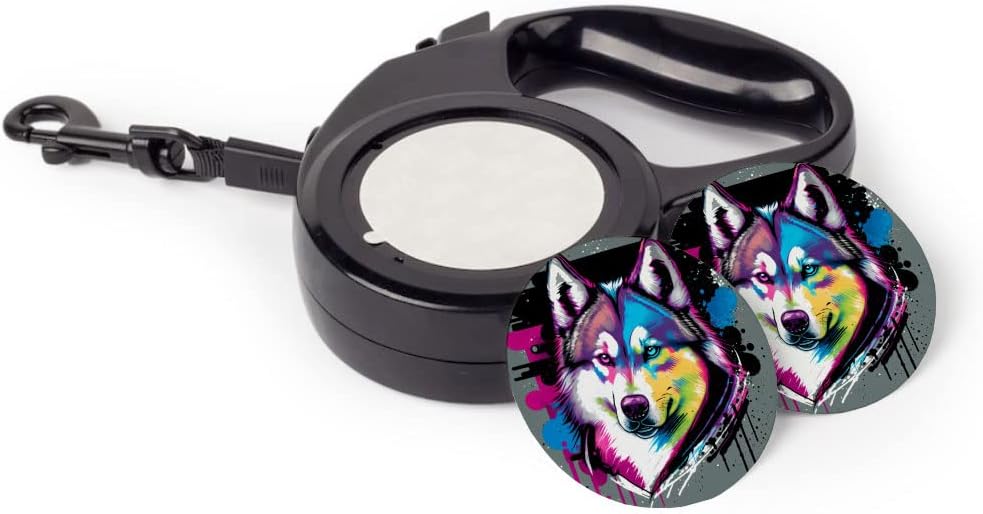 Husky Design Retractable Pet Leash - Colorful Leash - Paint Dog Leash - 118 inches