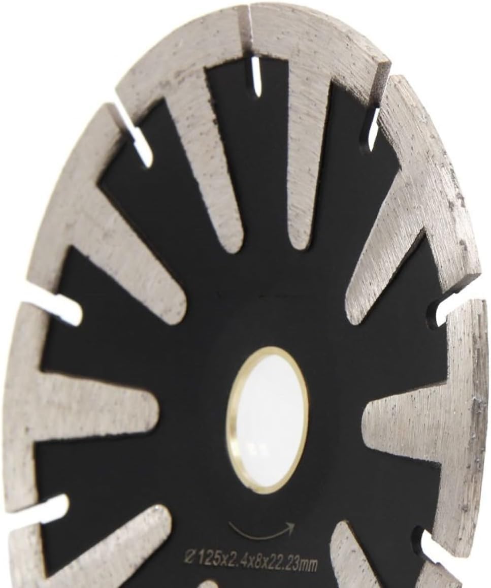 Diamentowe tarcze tnące do szlifierki kątowej， 1 sztuka 125mm zakrzywiona tarcza diamentowa do granitu i betonu, tarcza tnąca 5" w kształcie łuku, do cięcia na sucho i mokro, zęby ochronne T