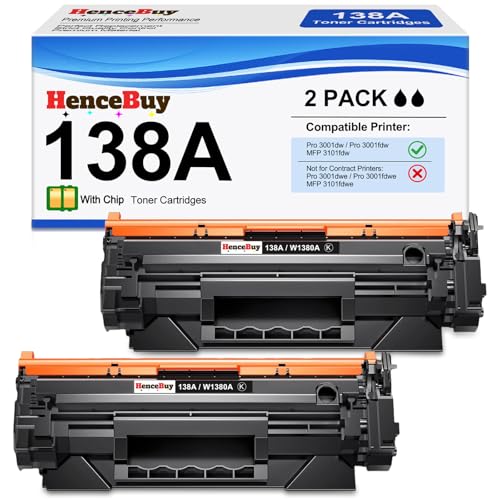 Toner 138A W1380A noir lot de 2 pour éviter les pannes d'encre