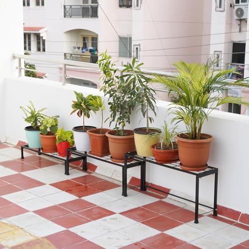 Image of Indoor /Outdoor Metal Planter Stands for Flower Pots - Space Saving Design - 100kg Load Capacity
