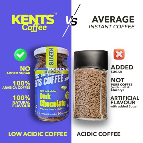 Image of KENTS Combo - VANILLA & DARK CHOCOLATE 2 x 50g Jars | LOW ACIDIC COFFEE | Medium Roast | 100% Arabica | No Added Sugar | 90 Cups Serves | CHIKMAGALUR | Perfect for Hot & Cold Brews | Espresso, Latte, ICED & COLD COFFEE (50g x 2)