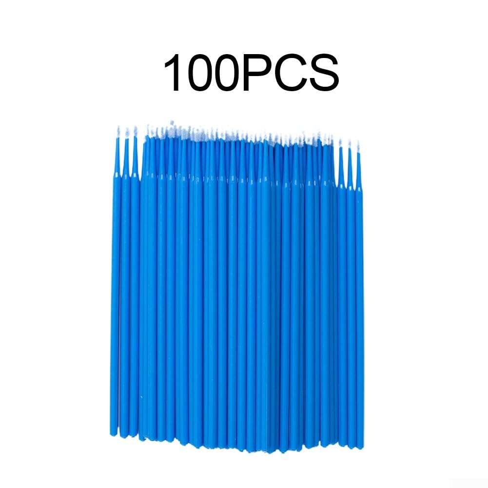 Pinceles de pintura 100pcs Aplicadores dentales con fibras de pelusa para retoque (azul)