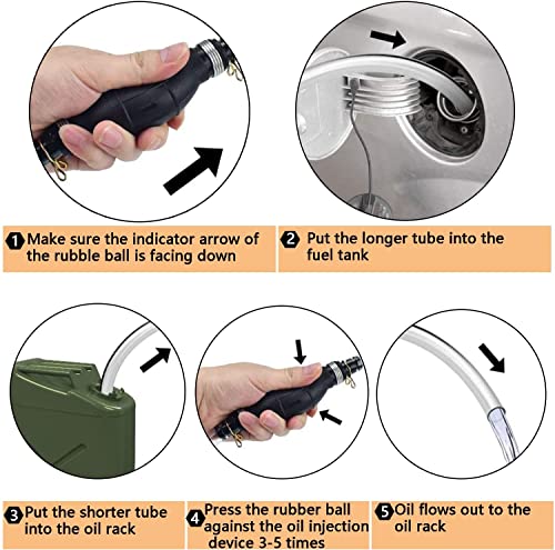 Foto von Tuofang Handpumpe Umfüllpumpe Absaugpumpe mit 2M Kraftstoffleitung für Benzin, Universal Hand Kraftstoffpumpe, Handpumpe Wasser, Großer Durchfluss Notpumpe, für Benzin Wasser Öl